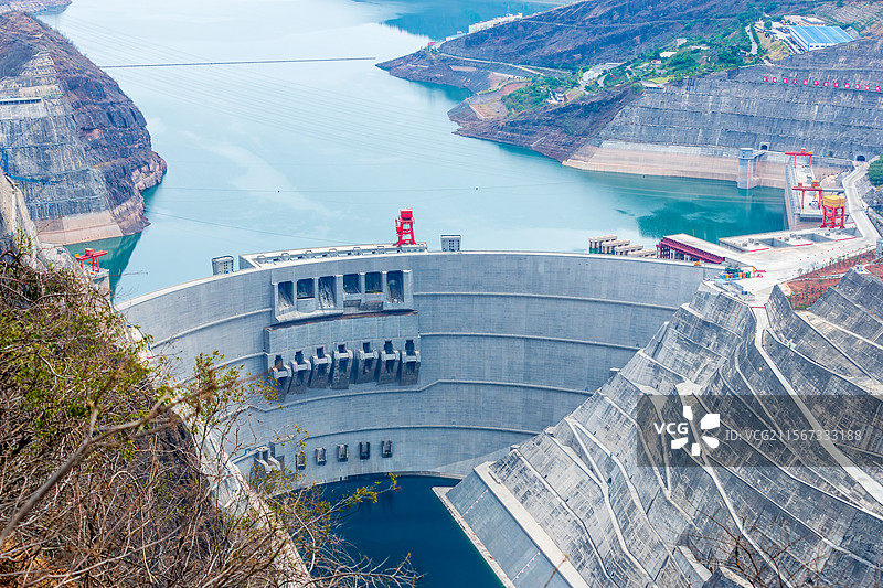 云南省昭通市巧家县白鹤滩水库水电站风光图片素材