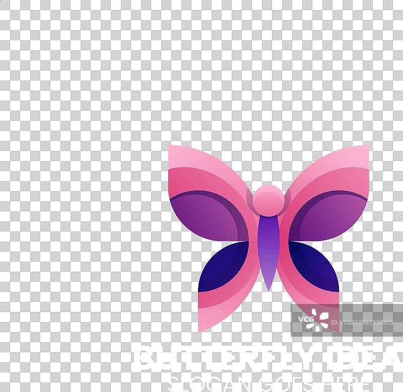 彩色渐变风格的蝴蝶标志图片素材