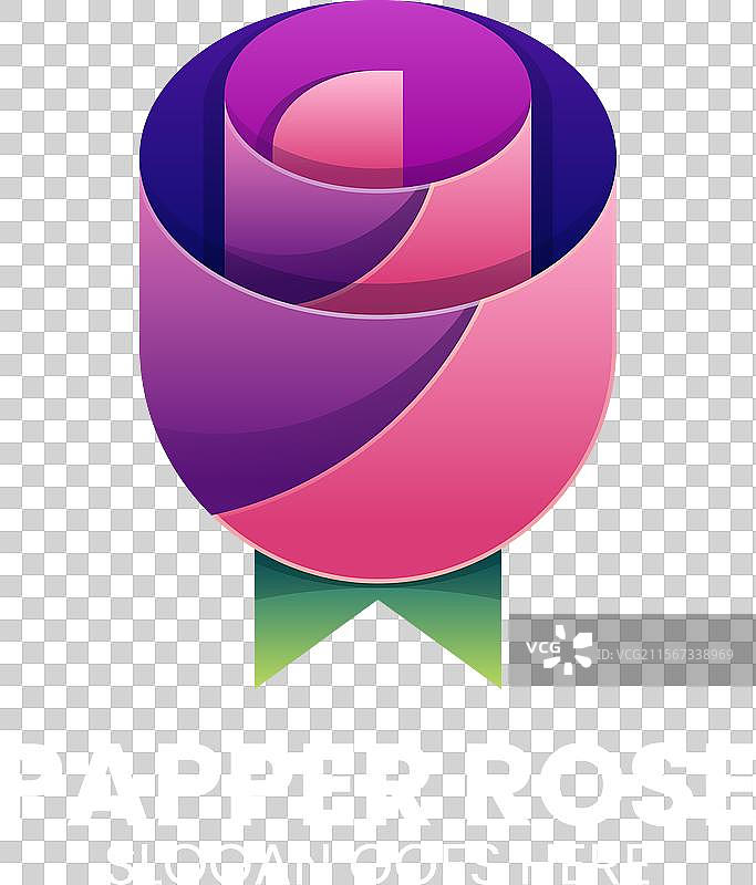 彩色渐变风格的纸玫瑰标志图片素材