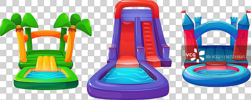 充气水上乐园儿童滑水道图片素材