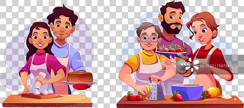 家庭一起做饭图片素材