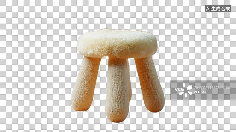 【AI数字艺术】简约木质小圆凳  毛绒绒的可爱矮凳图片素材