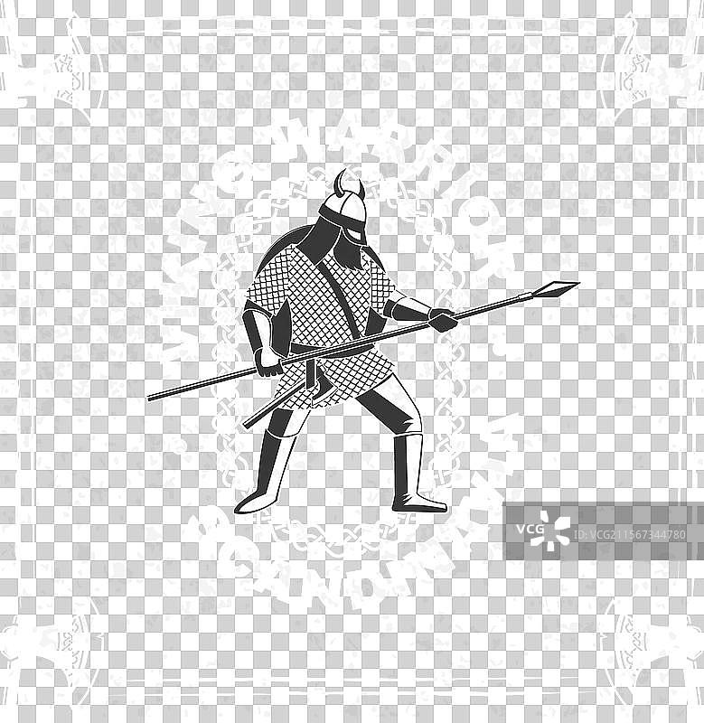 维京战士徽章贴纸图片素材