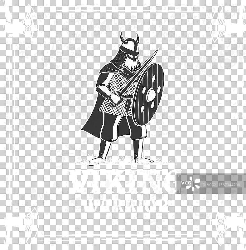 维京战士徽章贴纸图片素材