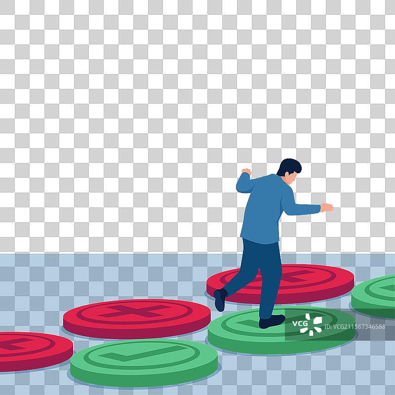 男人踩在绿色按钮上，意味着图片素材