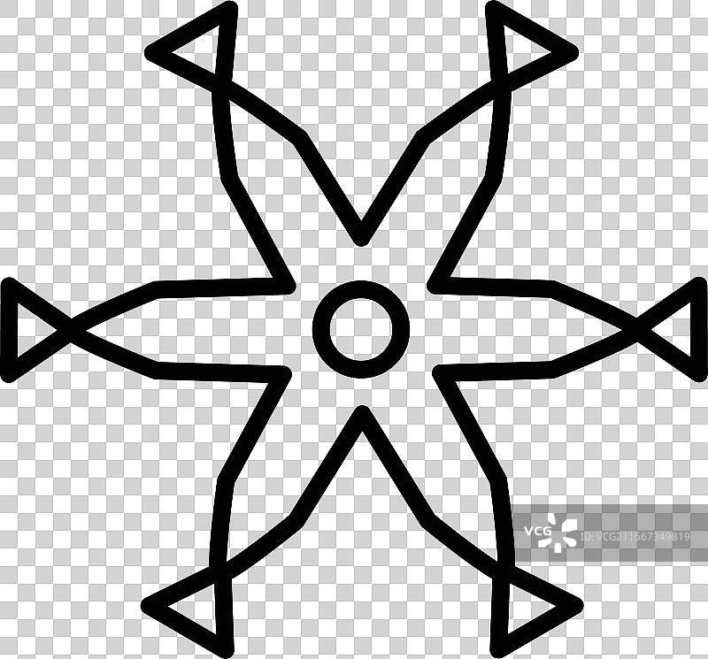 六射雪花 - 线性图像图片素材