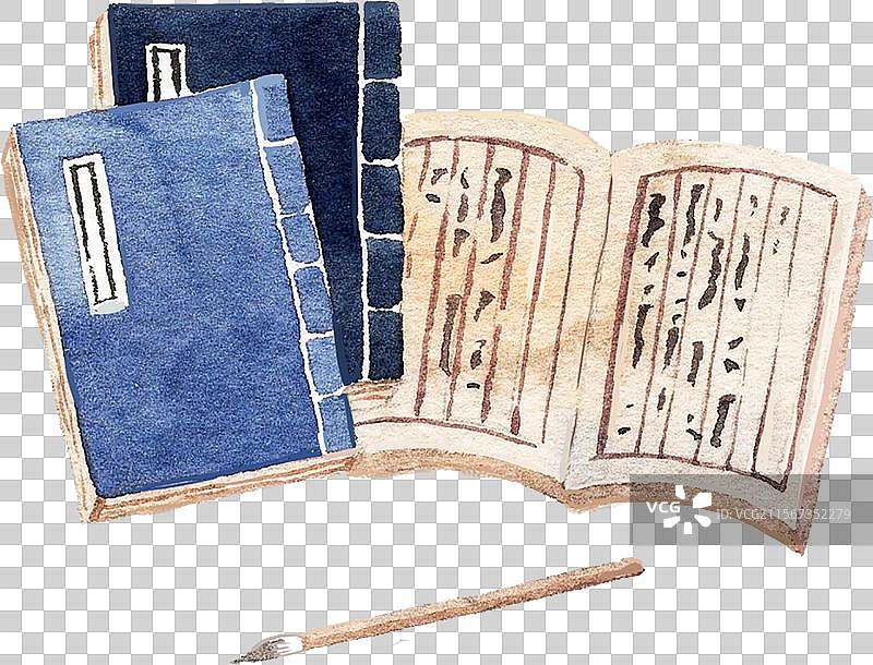 古达书籍毛笔插画元素图片素材