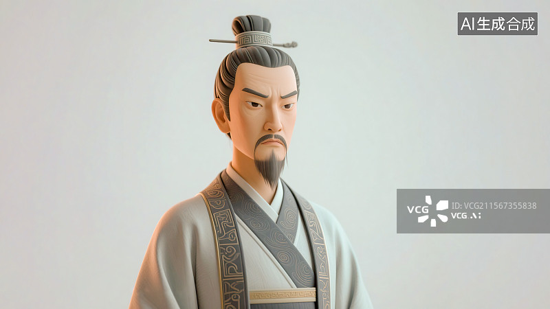 【AI数字艺术】屈原中国古代人物战国时期楚国诗人 世界四大文化名人 端午节纪念元素设计素材 3D写实三维渲染立体形象图片素材