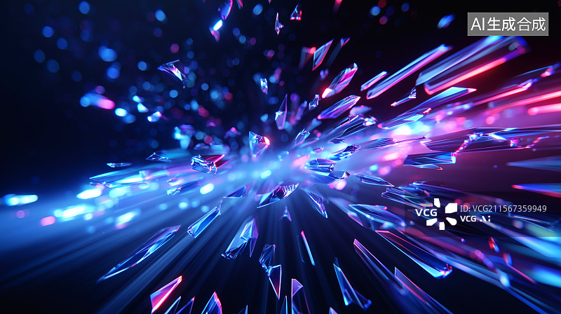 【AI数字艺术】破碎的水晶往外发射的画面图片素材