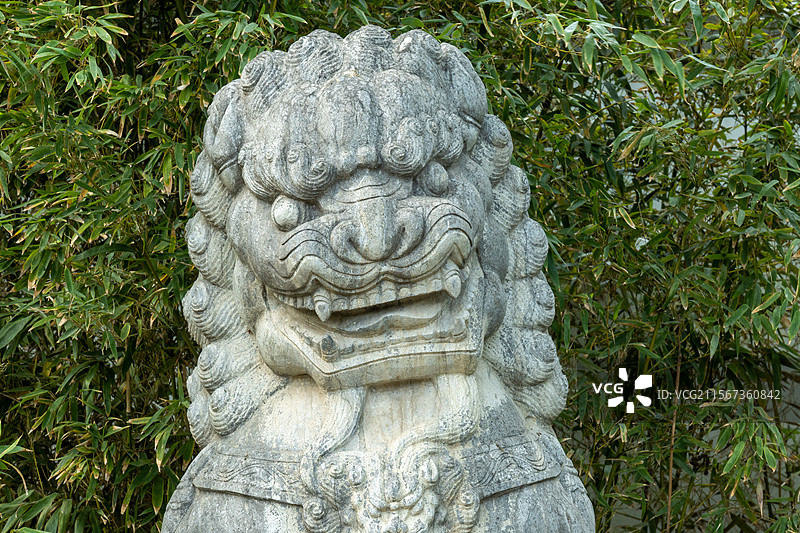 石狮子 竹林图片素材