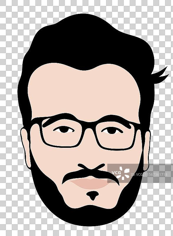 戴眼镜和胡子的年轻嬉皮士肖像图片素材