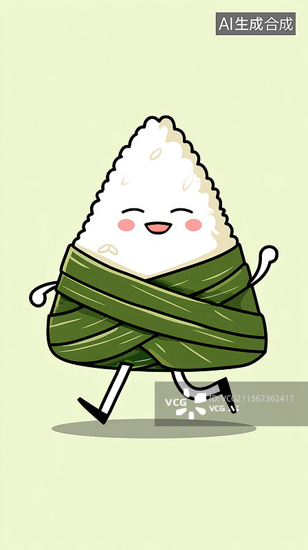 【AI数字艺术】粽子卡通饭团在奔跑图片素材