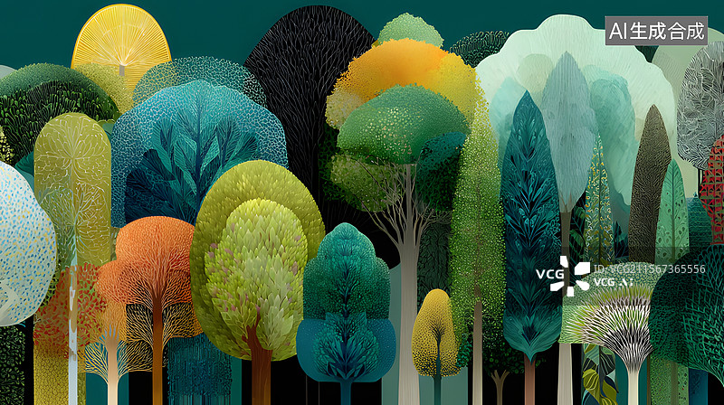 【AI数字艺术】公园里的树木图片素材