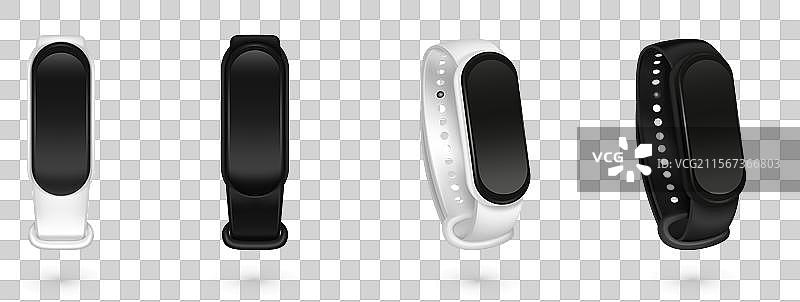 孤立的3D健身智能手表及其表带图片素材
