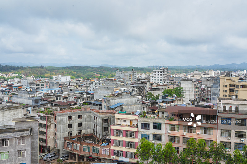 广西梧州藤县的城镇自建房，建筑群风光图片素材