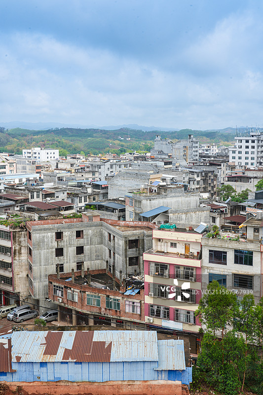 广西梧州藤县的城镇自建房，建筑群风光图片素材
