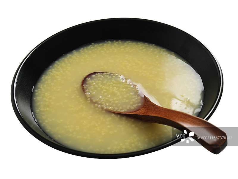 一碗传统早餐粮食小米粥特写的白底图图片素材