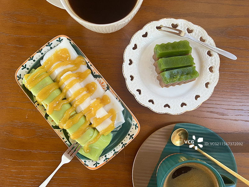 海南兴隆南洋风味芒果肠粉及斑斓木薯糕图片素材