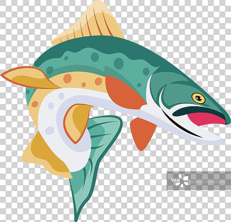 扁平风格的鲑鱼图标图片素材