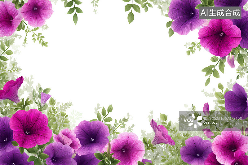 【AI数字艺术】喇叭花边框背景图片素材