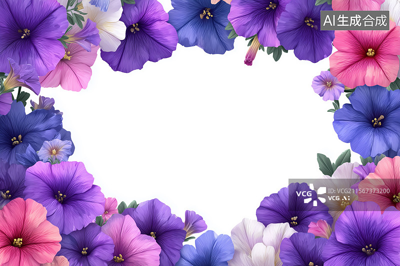 【AI数字艺术】喇叭花边框背景图片素材