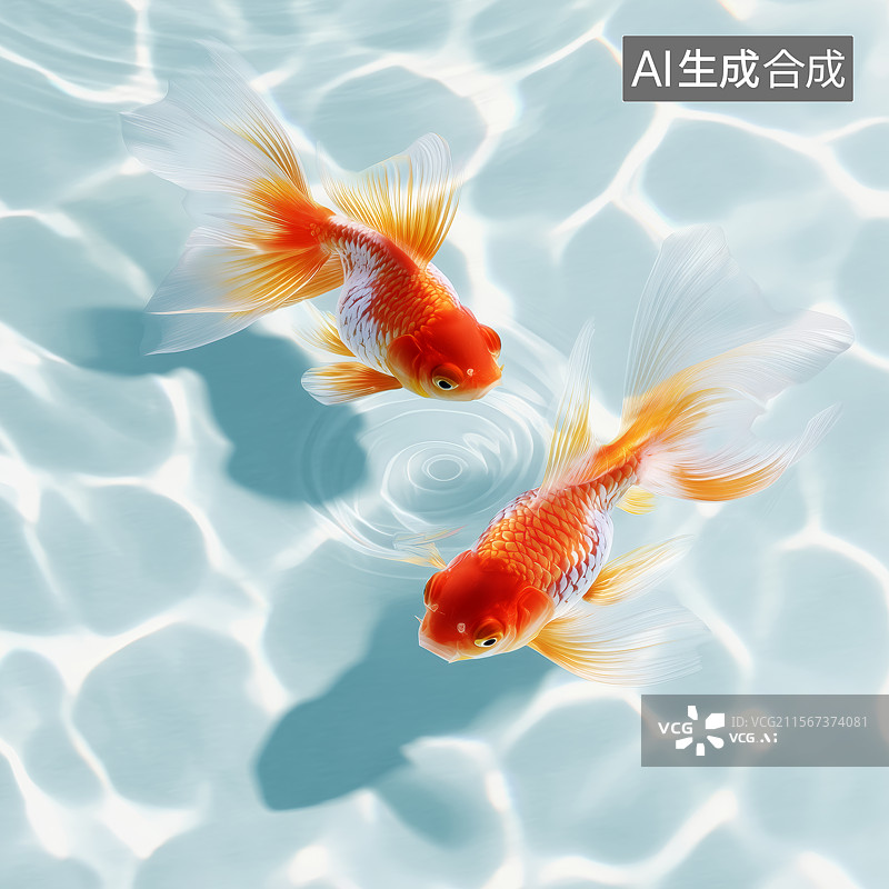 【AI数字艺术】水里美丽的金鱼图片素材