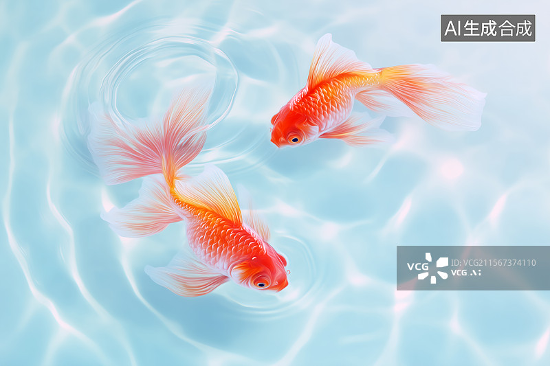 【AI数字艺术】水里美丽的金鱼图片素材