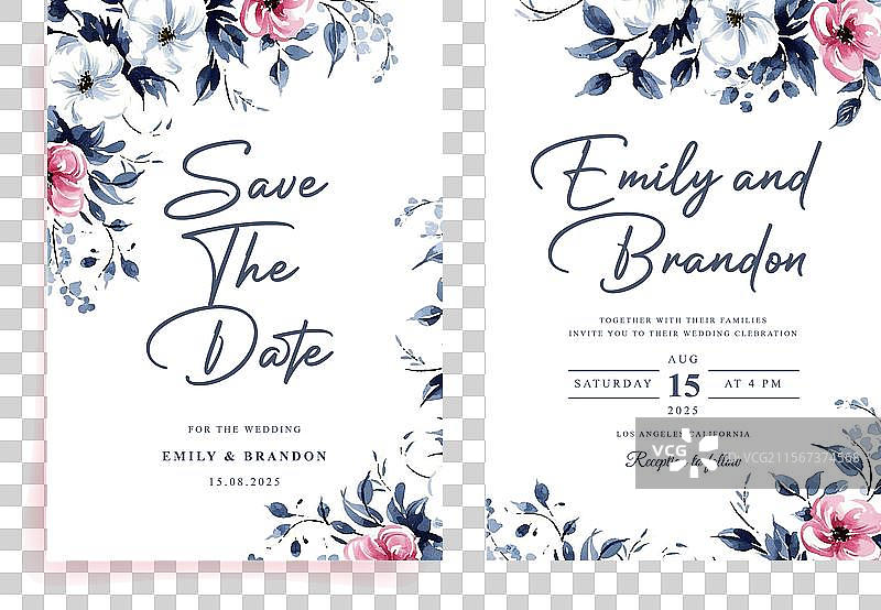 花卉婚礼邀请卡模板套件图片素材