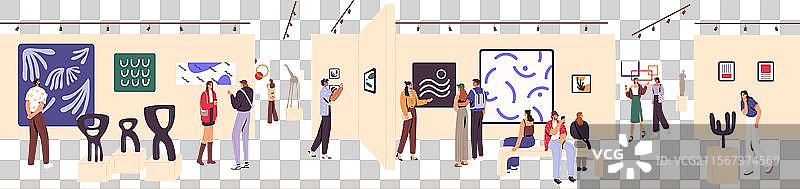 现代艺术画廊横幅展览图片素材