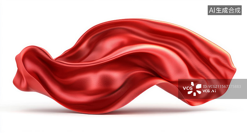 【AI数字艺术】红色飘动透明丝带素材图片素材