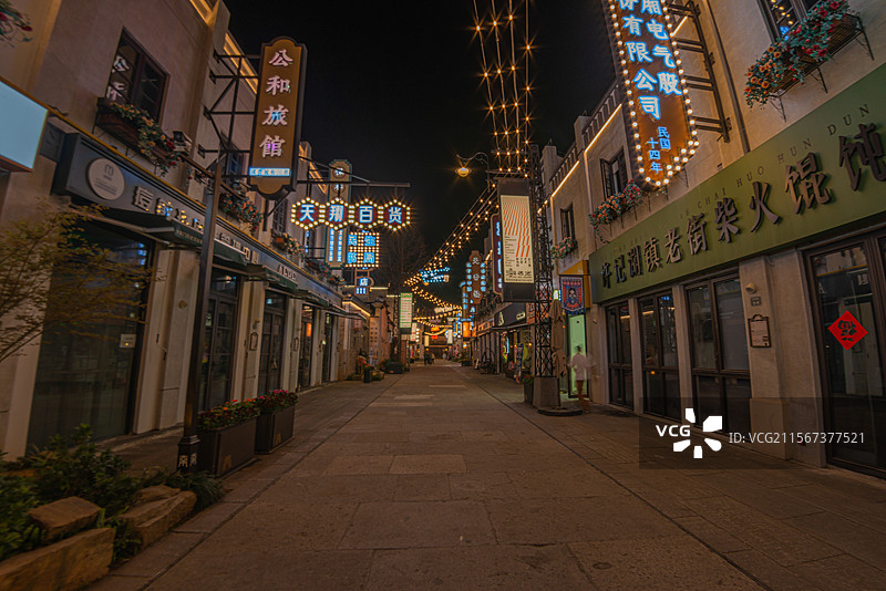 龙游大南门历史文化街夜景(浙江衢州龙游县）图片素材