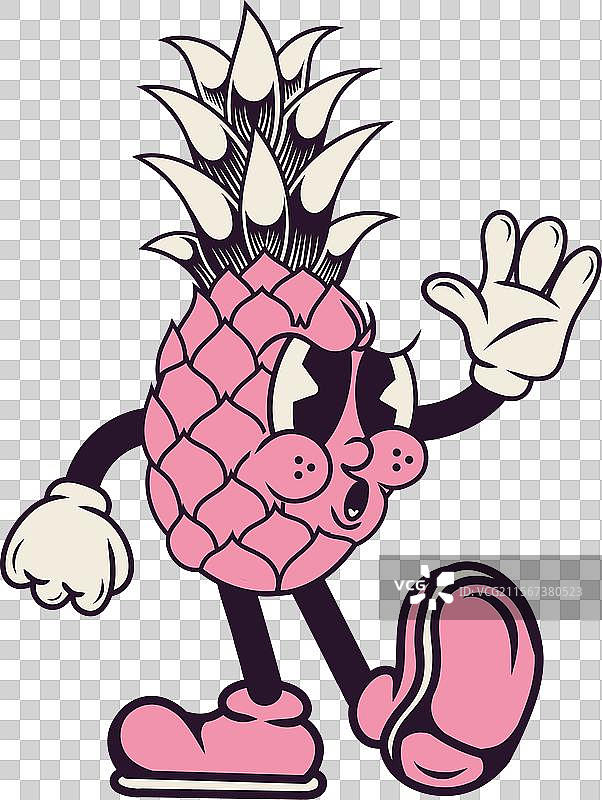 复古风格的菠萝角色设计图片素材