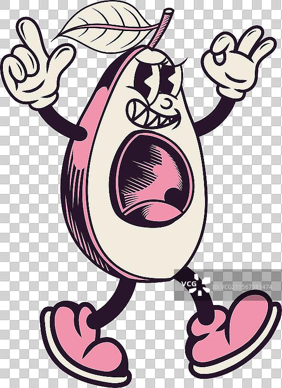 复古风格的鳄梨角色设计图片素材