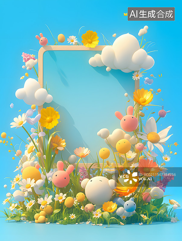 【AI数字艺术】儿童节卡通画板，公告栏图片素材