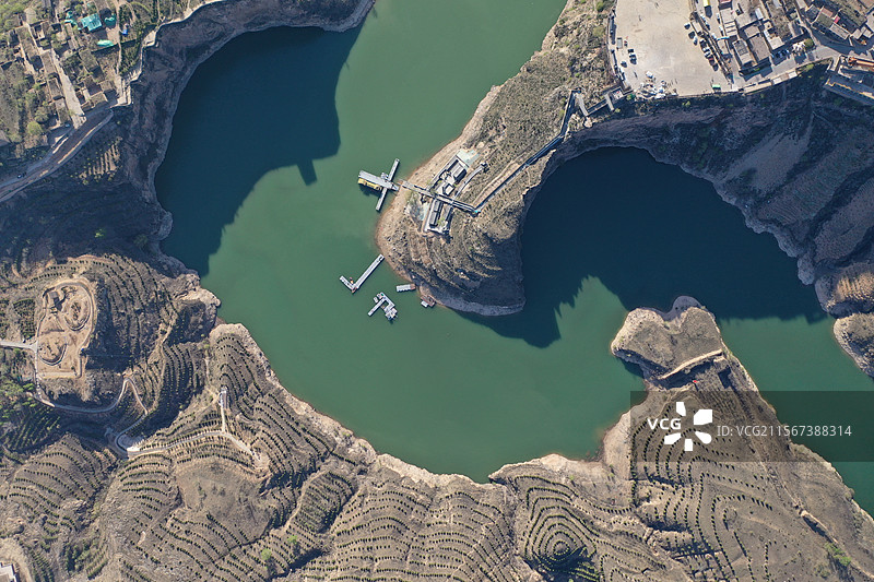 航拍山西内蒙古清水河老牛湾准格尔黄河大峡谷景区图片素材