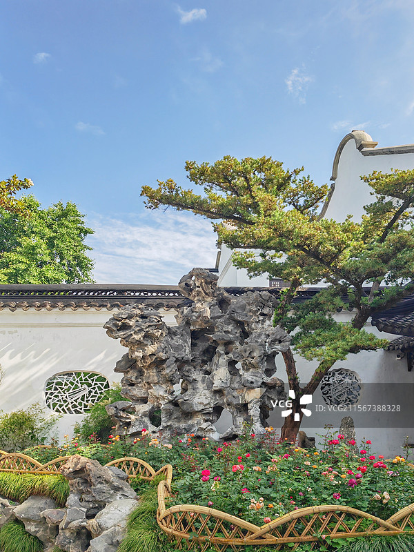 苏州园林狮子林太湖石狮子石山峰图片素材