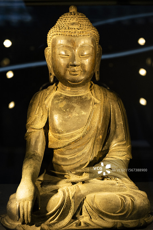 台州博物馆藏品：明代铜释迦摩尼像图片素材