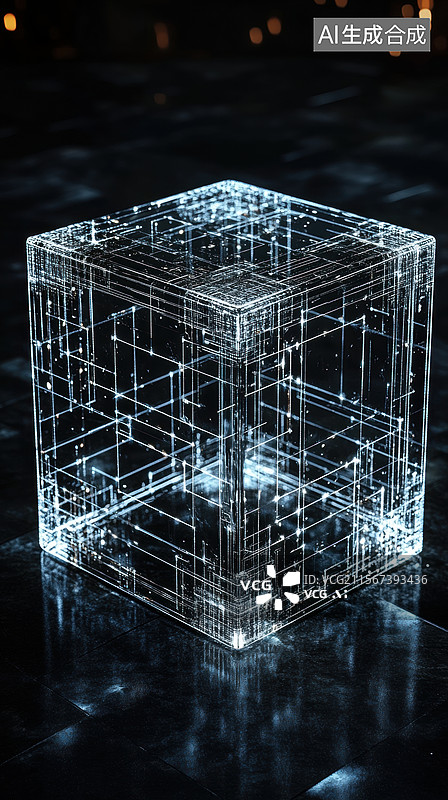 【AI数字艺术】发光的立方体结构图片素材