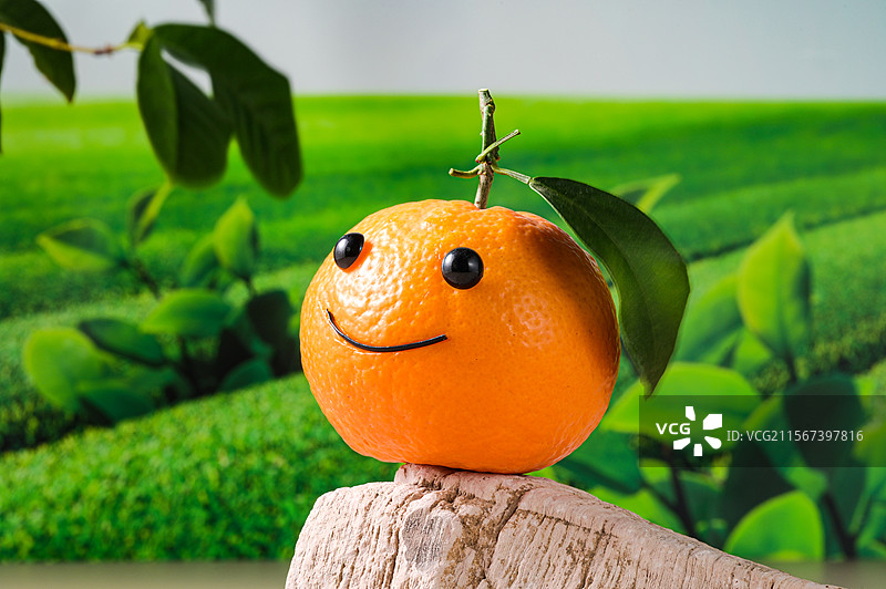 带笑脸表情的沃柑特写图片素材