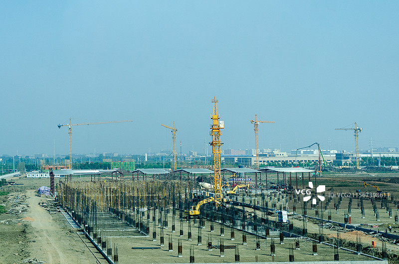 安徽省铜陵一处建设地基的工地图片素材