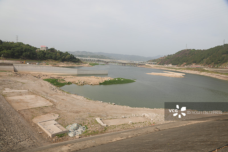 重庆开州区风雨廊桥国家水利部公布第十二批国家水利风景区名单，开县汉丰湖水利工程--水位调节坝在列图片素材