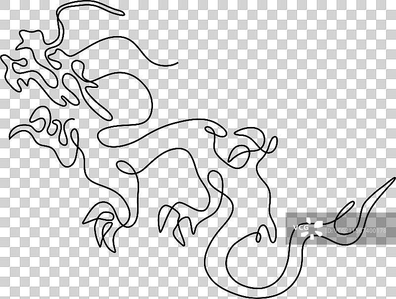 一条线条风格的中国龙设计剪影图片素材