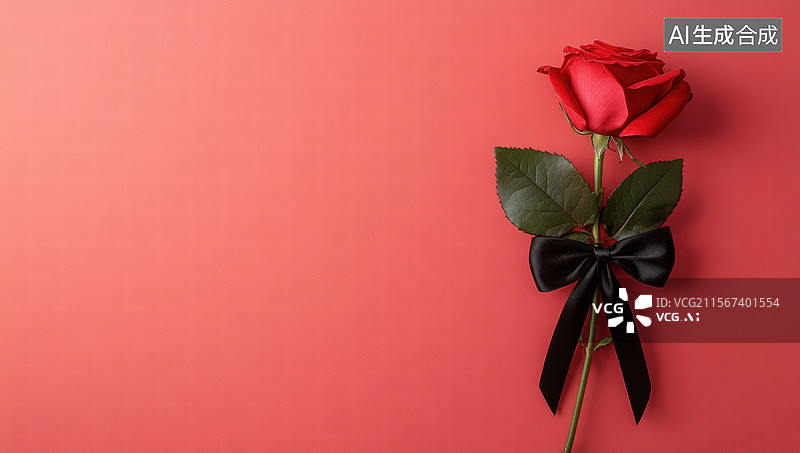 【AI数字艺术】玫瑰与蝴蝶结的浪漫图片素材