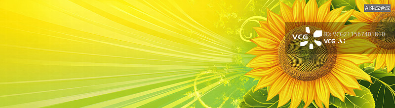 【AI数字艺术】金色阳光下的向日葵图片素材