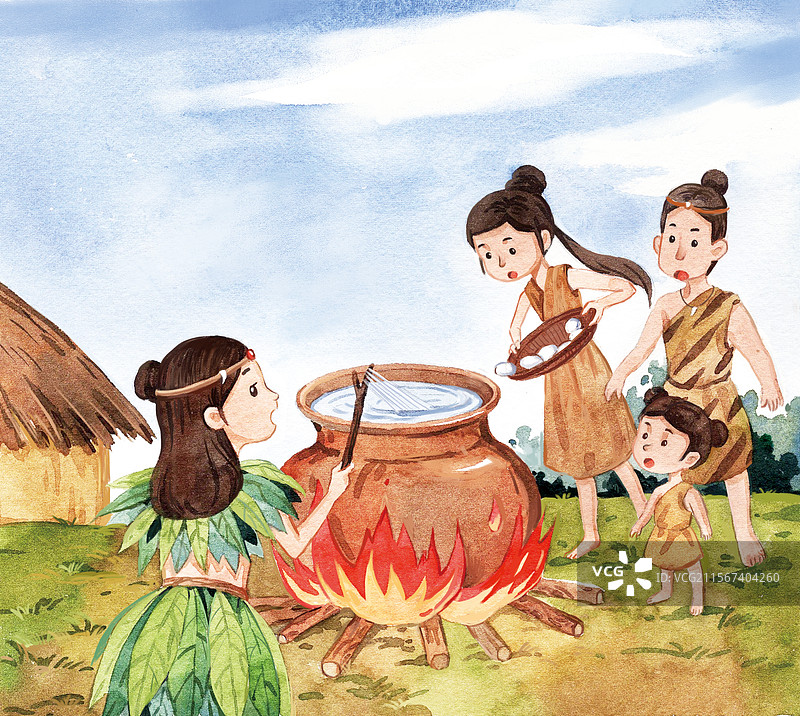 嫘祖养蚕插画图片素材