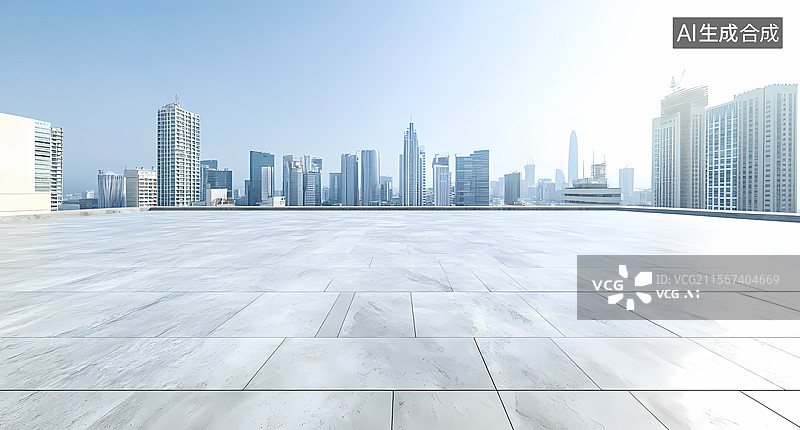 【AI数字艺术】现代城市天际线屋顶视角图片素材