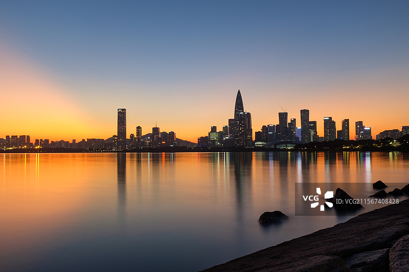 广东省深圳市南山后海总部基地日落风光图片素材