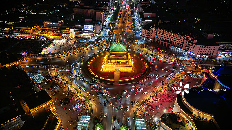 西安钟楼航拍图片素材