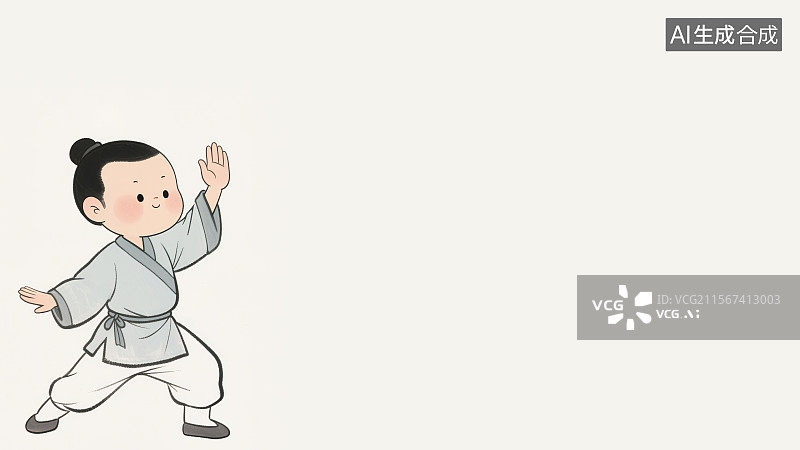 【AI数字艺术】复古中国风水墨画居左背景，八段锦动作第三式调理脾胃需单举 古代武学中医养生锻炼健身操古风人物插画图片素材