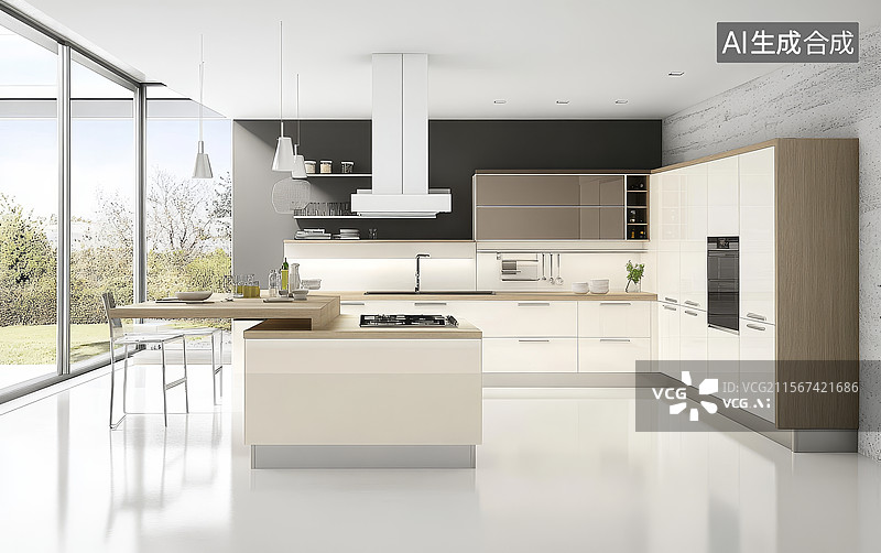 【AI数字艺术】现代简约风格厨房图片素材